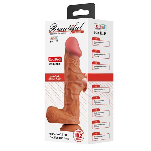 Фалоімітатор з мошонкою BAILE BERGRISI, 10.2, Super soft TPR, Waterproof BW-008103NR-1 фото