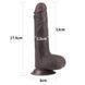 Фалоімітатор LOVETOYS Sliding Skin Dual Layer Dong, з мошонкою та закритою голівкою, коричневий, 7" / 18 см 66-LV317011 фото 3
