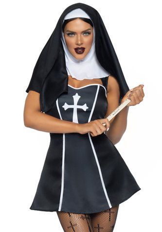 (SALE) Костюм черниці Leg Avenue Naughty Nun M, сукня, головний убір SO8551 фото