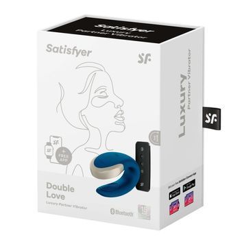 Вибратор для пар SATISFYER Double Love Luxury, с пультом управления и приложением, синий 73-4002446 фото