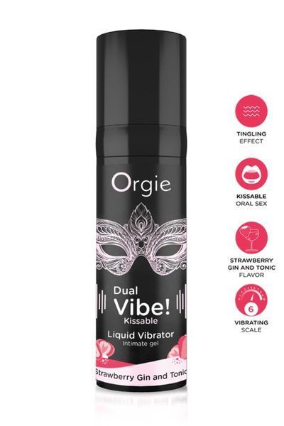 Збуджуючий гель вібратор ORGIE DUAL VIBE! - KISSABLE Strawberry Gin And Tonic 15ML 69-17540 фото