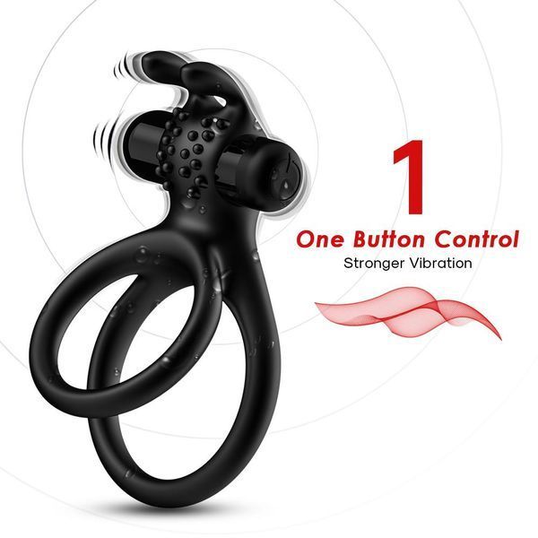 Эрекционное кольцо с вибрацией BOSS SERIES Traveler Cock Ring Stay Hard, черное 52-00039 фото