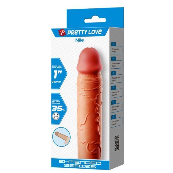 Насадка на пенис PRETTY LOVE Nile, Extended Series, удлиняющая, телесная, 16,5 см BI-026252 фото