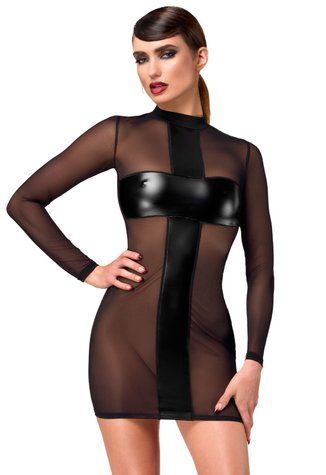Сукня Noir Handmade F369 Crossfire Mesh & Wetlook Mini dress L SX4101 фото