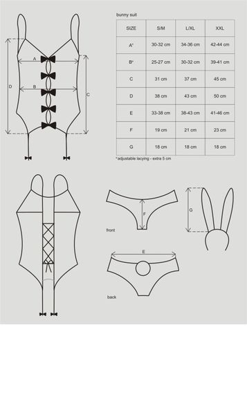 Еротичний костюм зайчика Obsessive Bunny suit 4 pcs costume pink S/M, рожевий, топ з підв&rsquo;язками, тр SO7254 фото