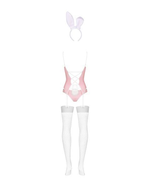 Еротичний костюм зайчика Obsessive Bunny suit 4 pcs costume pink S/M, рожевий, топ з підв&rsquo;язками, тр SO7254 фото