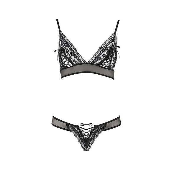 Комплект білизни Passion ERZA SET S/M, black, ліф і трусики PS26011 фото