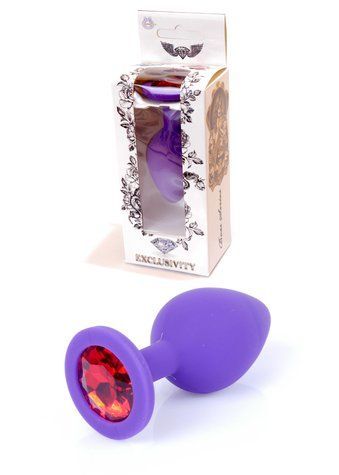 Анальна пробка -Jewellery Purple Silikon PLUG MediumRed Diamond 64-00086 фото