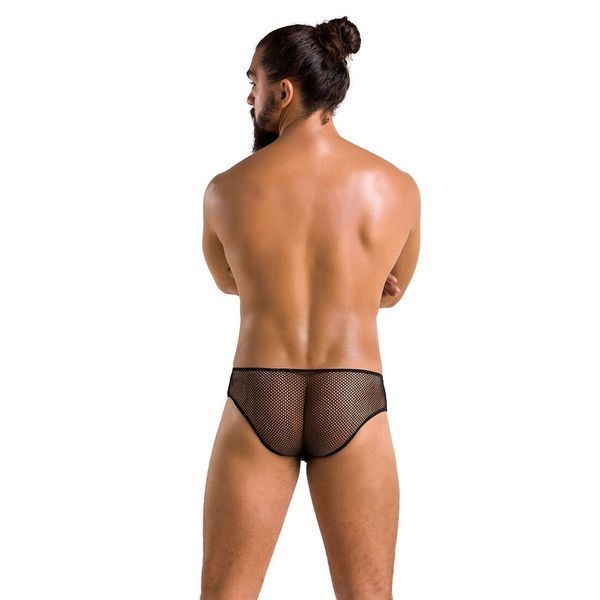 Чоловічі труси зі шнурівкою Passion 035 SLIP RICHARD L/XL Black, екошкіра, сітка SO7576 фото