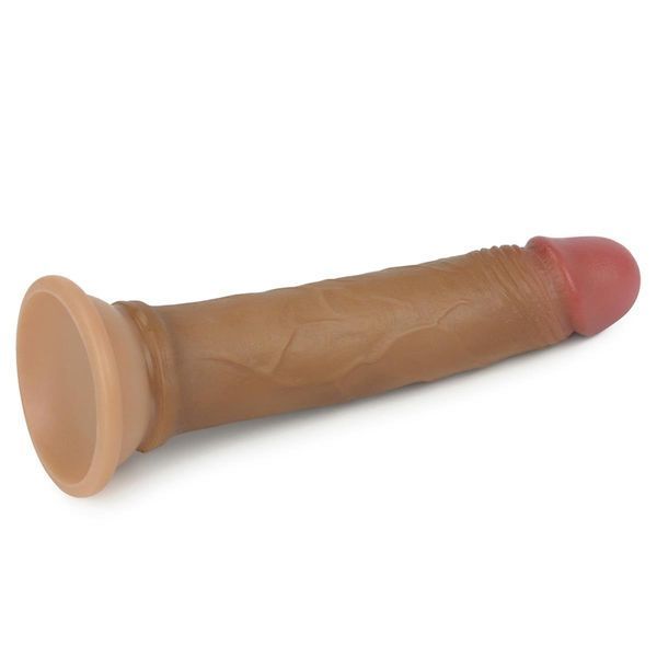 Фаллоимитатор LOVETOYS Dual-Layered Silicone Nature Cock, без мошонки, коричневый 66-LV4002 фото