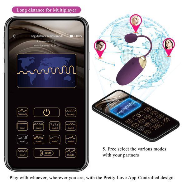 Вібростимулятор PRETTY LOVE - Klay, 10 vibration functions 10 thrusting settings Mobile APP remote c BI-300093HP фото