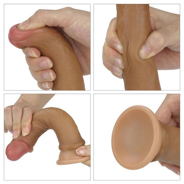 Фаллоимитатор LOVETOYS Dual-Layered Silicone Nature Cock, без мошонки, коричневый 66-LV4002 фото