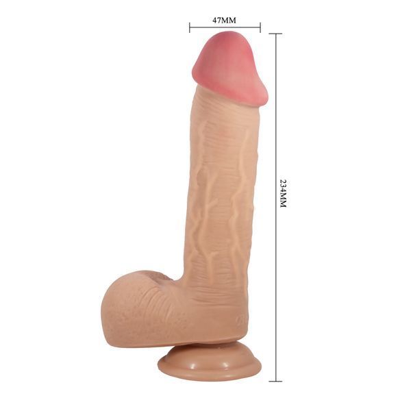 Фалоімітатор з мошонкою PRETTY LOVE Sliding Skin Emeka, тілесний, 23,4 см BW-008040LP фото