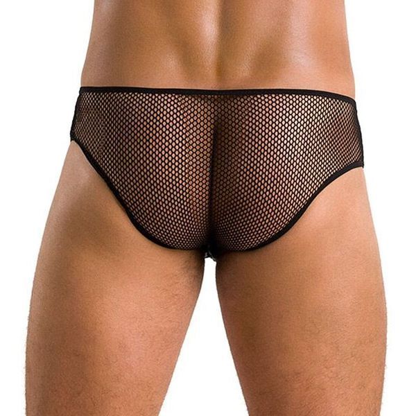 Чоловічі труси зі шнурівкою Passion 035 SLIP RICHARD L/XL Black, екошкіра, сітка SO7576 фото