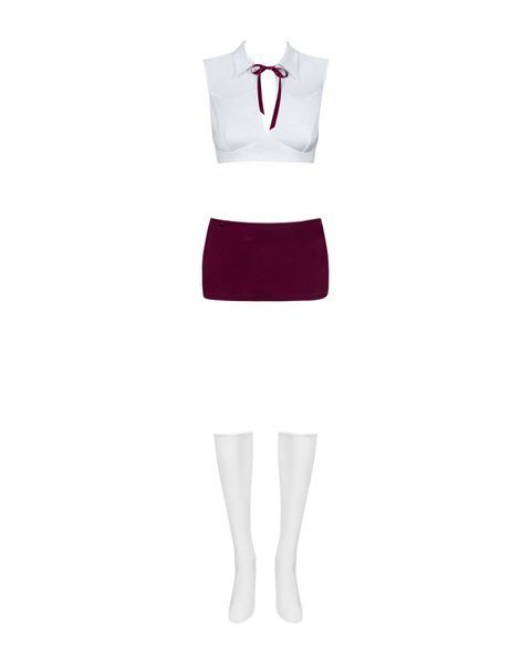 Еротичний костюм студентки Obsessive Student 4 pcs costume L/XL, топ, спідниця, стринги, гольфи SO7732 фото