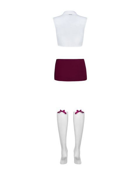 Еротичний костюм студентки Obsessive Student 4 pcs costume L/XL, топ, спідниця, стринги, гольфи SO7732 фото