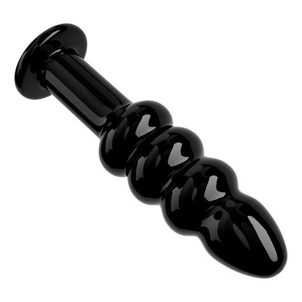 Скляний фалоімітатор LOVETOYS Glass Romance, чорний, 11,5 см 66-LVGS15 фото