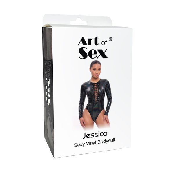 Вінілове боді з рукавами Art of Sex - Jessica, з ефектом голограми, розмір S SX4677 фото
