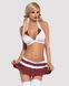 Еротичний костюм школярки з мініспідницею Obsessive Schooly 5pcs costume S/M, біло-червоний, топ, сп SO7304 фото 1
