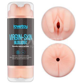 Мастурбатор LOVETOYS Virgin-Skin Blowout Double Side Stroker, с вагиной и анусом, телесный 66-LV250016 фото