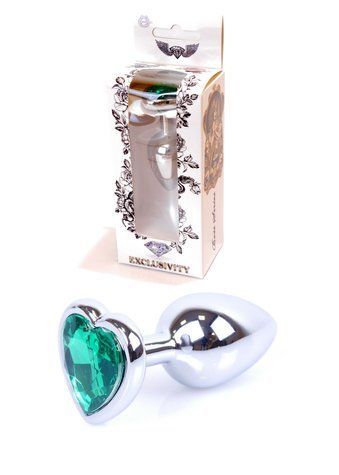 Анальна пробка Jawellery Silver Heart PLUG-Green 64-00051 фото