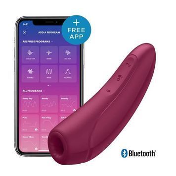 Вакуумно-волновой стимулятор клитора Satisfyer Curvy 1+, с управлением через приложение, бордовый, 13,5 см 73-4001821 фото