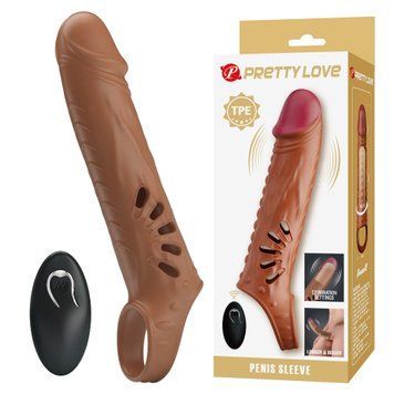 Насадка на пеніс з пультом керування PRETTY LOVE PENIS SLEEVE, TPE,3 removeable 1 inch extenders BI-026270W фото