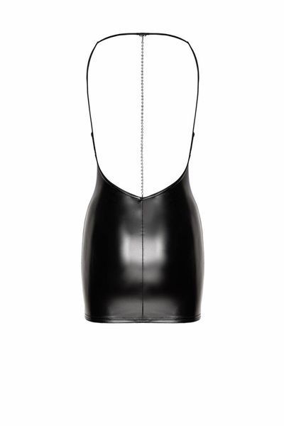 (SALE) Сукня Noir Handmade F307 Mirage wetlook mini dress with jewelry rhinestone chain - M SX0280 фото