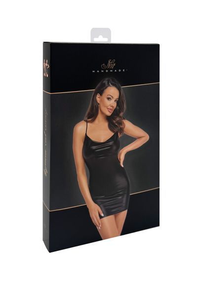(SALE) Сукня Noir Handmade F307 Mirage wetlook mini dress with jewelry rhinestone chain - M SX0280 фото