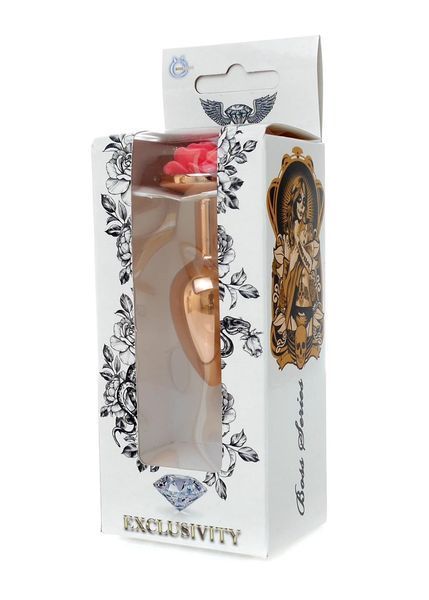 Анальная пробка BOSS SERIES HeavyFun Jewellery Plug Red Gold, с декоративным цветком, красно-золотистая, 7 см, 27 мм 64-00127 фото