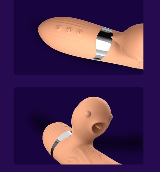 Вібратор з поштовхами BOSS SERIES Basia Thrusting Vibrator 2 in 1 Tongue, з язичком для стимуляції 26-00140 фото