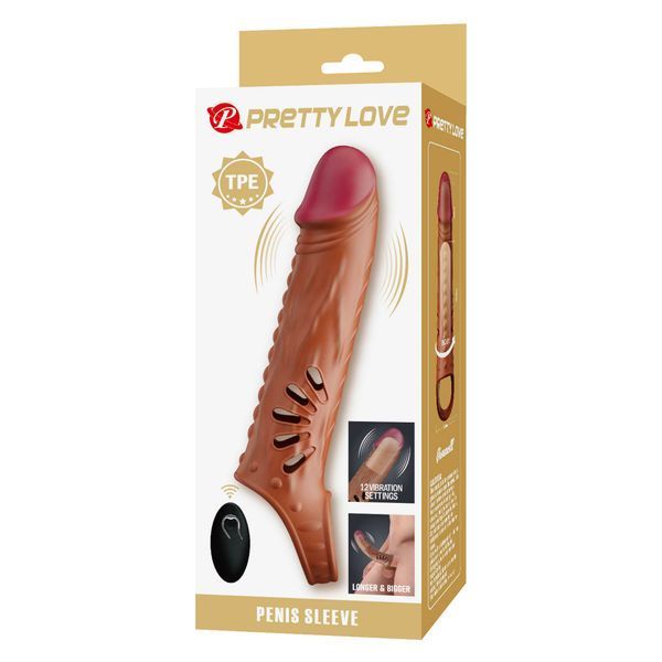 Насадка на пеніс з пультом керування PRETTY LOVE PENIS SLEEVE, TPE,3 removeable 1 inch extenders BI-026270W фото
