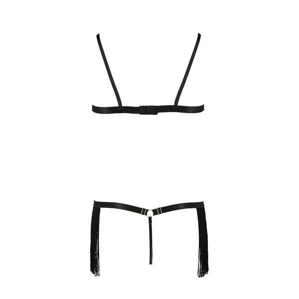Комплект білизни Passion Exclusive KASSANDRA SET OpenBra 2XL/3XL black, ліф, трусики-спідниця PS26303 фото