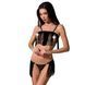 Комплект білизни Passion Exclusive KASSANDRA SET OpenBra 2XL/3XL black, ліф, трусики-спідниця PS26303 фото 1