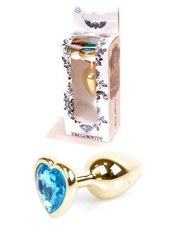 Анальна пробка -Jewellery Gold Heart PLUGLight Blue 64-00040 фото