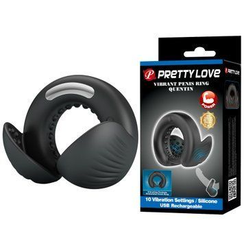 Ерекційне кільце з вібрацією PRETTY LOVE/BAILE Quentin, силіконове BI-210312Z фото