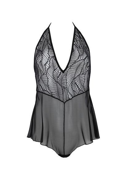 Боді Passion LEAFA BODY black, L/XL, на зав'язках, м'яка чашка, низ у вигляді шортиків SX0500 фото