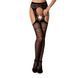 Сітчасті панчохи-стокінги Passion S020 One Size, Black, ажурний візерунок, імітація пояса з гартерам PSS020B фото 1
