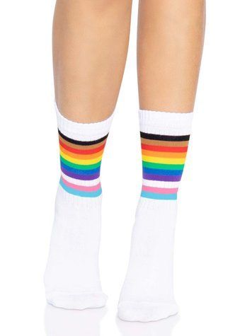 Шкарпетки жіночі в смужку Leg Avenue Pride crew socks Rainbow, 37&ndash;43 розмір SO8584 фото