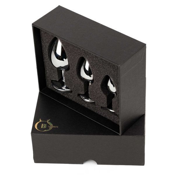Набор анальных плагов BOSS SERIES Jewellery Silver PLUG SET, серебристый, диаметр 25 мм 64-00205 фото