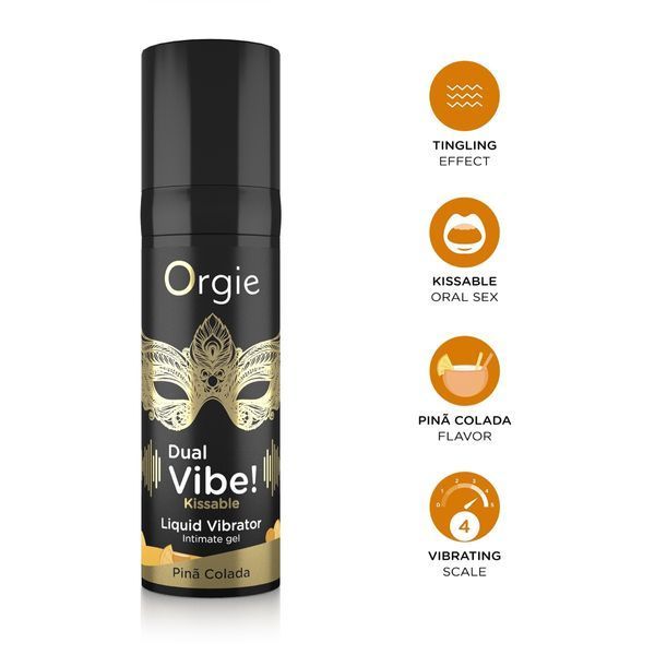 Возбуждающий гель с эффектом вибрации Orgie Dual Vibe! Kissable Liquid Vibrator, со вкусом пина колада, 15 мл 69-17311 фото