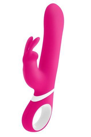 Вибратор для двойной стимуляции с ротацией Pleasures Premium Naughty Rabbit, розовый, размер S 25-732760014 фото