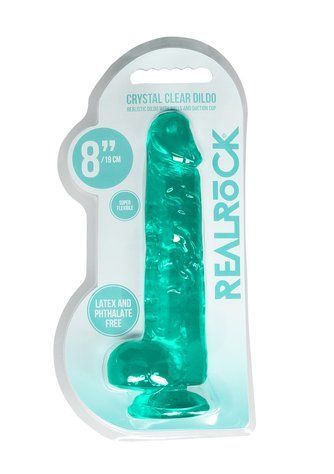 Зелений реалістичний фалоімітатор із мошонкою REALROCK CRYSTAL CLEAR, 21 см 36-REA092TUR фото