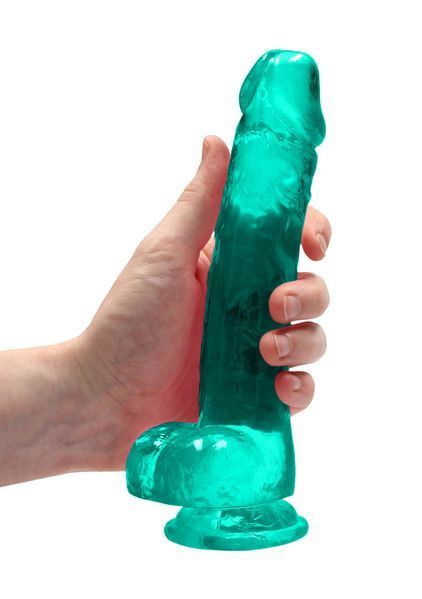 Зелений реалістичний фалоімітатор із мошонкою REALROCK CRYSTAL CLEAR, 21 см 36-REA092TUR фото