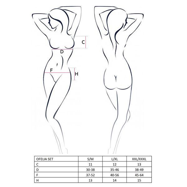 Комплект білизни Passion OFELIA SET OpenBra S/M, white, стрінги, відкритий ліф, широкий пояс EL13202 фото