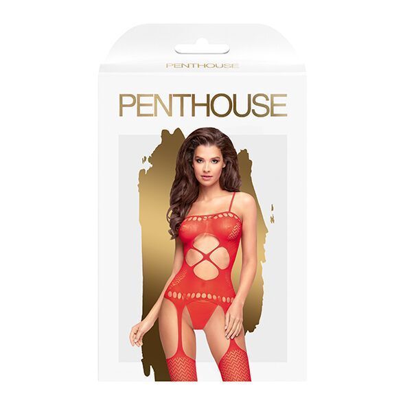 Бодістокінг з вирізом на животику Penthouse - Hot Nightfall Red XL SO5269 фото