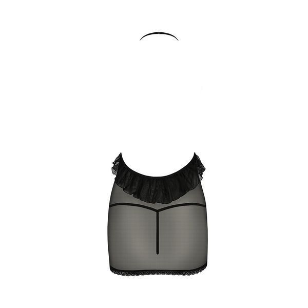 Сорочка прозора приталена Passion ERZA CHEMISE S/M, black, трусики PS26005 фото