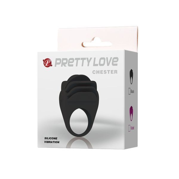 Эрекционное кольцо с вибрацией Pretty Love Chester, силиконовое BI-210137 фото