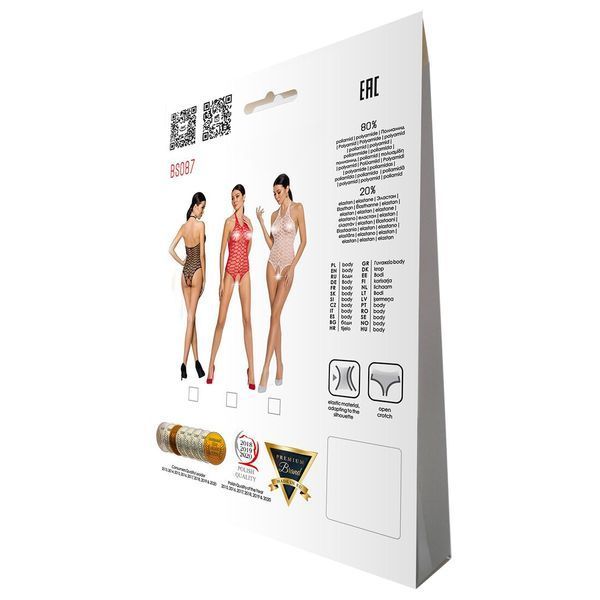 Бодістокінг у велику сітку Passion BS087 white, відкрита спина, халтер, з доступом SO6381 фото