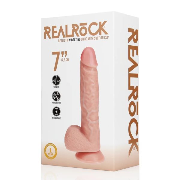 Реалистичный вибратор RealRock Regular Straight Cock with Balls, телесный, 7" / 18 см 36-REA189FLE1 фото